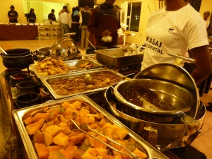 Congolese food at the Congolese food fair that was held at Bravo Camp during the month of June in celebration of Congolese independence (30 June) – sweet potatoes and fried caterpillars!